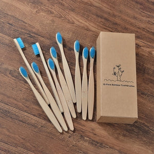 Bamboo Toothbrushes - Non plastic and great to use (10 Pack)