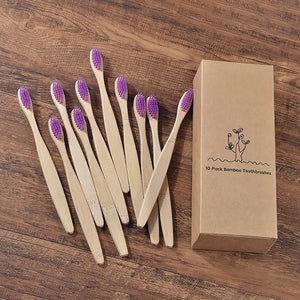 Bamboo Toothbrushes - Non plastic and great to use (10 Pack)